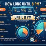 How Long Until 8pm? Quick Answer, Easy Method & Countdown ChartYou look at the clock and wonder how long until 8pm. Maybe dinner, a show, or a game is waiting. The answer changes every minute, so a simple method helps a lot.This guide gives you a quick formula and easy countdown charts. You will see how to count the time left in a few steps. Real examples make the method clear and simple.You will also learn how to avoid the AM and PM mix up. In just a few seconds, you can find the exact time left. Use it for events, work, travel, or daily plans. Quick Answer: How Long Until 8pm? Answer Block: To find how long until 8pm, subtract the current time from 8:00 PM, which is 20:00 on a 24-hour clock. For example, at 5:00 PM the wait is exactly 3 hours. If 8pm has already passed today, count forward to 8pm tomorrow. I can't see your clock, so I can't name your exact countdown. But the charts below cover most starting times. Find your current time in the left column and read across. At-a-Glance Summary Detail Value Target time 8:00 PM (20:00) 8pm in minutes after midnight 1,200 minutes Hours from midnight to 8pm 20 hours Hours from 8pm to midnight 4 hours Gap between 8am and 8pm 12 hours Fastest method Subtract current time from 20:00 Table of Contents Summary Here is what you will find in this guide: A quick countdown chart for common start times A final stretch chart for the last hour What to do if 8pm already passed A step-by-step subtraction method Mental math shortcuts 12-hour vs 24-hour clock differences Time zones and daylight saving Common mistakes and do's and don'ts FAQs and a final takeaway Countdown Chart: How Long Until 8pm? Let's start with the big picture. The chart below shows the time remaining from common starting points across the day. Morning and Afternoon Starts Current Time Time Until 8pm Total Minutes 6:00 AM 14 hours 840 8:00 AM 12 hours 720 10:00 AM 10 hours 600 12:00 PM (noon) 8 hours 480 2:00 PM 6 hours 360 4:00 PM 4 hours 240 5:00 PM 3 hours 180 6:00 PM 2 hours 120 7:00 PM 1 hour 60 The Final Stretch Current Time Time Until 8pm 7:15 PM 45 minutes 7:30 PM 30 minutes 7:40 PM 20 minutes 7:50 PM 10 minutes 7:55 PM 5 minutes 7:59 PM 1 minute Notice the pattern. Once you pass 7:00 PM, the answer is just 60 minus the current minutes. At 7:20, that means 40 minutes left. What If 8pm Already Passed? Then you are counting to tomorrow's 8pm. The trick is simple. Find the time left until midnight, then add 20 hours. Another way is to count how far past 8pm you are, then subtract that from 24 hours. Both methods give the same result. Current Time Time Until Next 8pm 8:30 PM 23 hours 30 minutes 9:00 PM 23 hours 10:00 PM 22 hours 11:00 PM 21 hours 12:00 AM (midnight) 20 hours 2:00 AM 18 hours 5:00 AM 15 hours Step-by-Step Method to Calculate Time Until 8pm You do not need a calculator. Follow these steps and you will get the right answer every time. Convert 8pm to 24-hour time. 8pm becomes 20:00. Convert the current time. 3:25 PM becomes 15:25. Subtract minutes first. If the minutes are too small, borrow 60 from the hours. Subtract the hours. Then combine both results. Worked Examples Example 1: Clean hours. It is 2:00 PM. You want 8pm. 20:00 minus 14:00 = 6 hours. Answer: 6 hours. Example 2: Borrowing minutes. It is 3:25 PM. You want 8pm. Minutes: 0 is smaller than 25, so borrow an hour. That makes 60 minus 25 = 35 minutes. Hours: 20 minus 1 (borrowed) minus 15 = 4 hours. Answer: 4 hours 35 minutes. Check it: 3:25 PM plus 4:35 lands on 8:00 PM. Example 3: Morning start. It is 9:40 AM. You want 8pm. Minutes: borrow an hour, so 60 minus 40 = 20 minutes. Hours: 20 minus 1 minus 9 = 10 hours. Answer: 10 hours 20 minutes. Step-by-Step Breakdown Table Step Action Example (3:25 PM to 8pm) 1 Convert target to 24-hour time 20:00 2 Convert current time 15:25 3 Borrow an hour for minutes 60 minus 25 = 35 min 4 Subtract hours 19 minus 15 = 4 hours 5 Combine 4 hours 35 minutes Mental Math Shortcuts Speed helps when you are in a hurry. These tricks work well in your head. Hop to the next hour. From 3:25 PM, you need 35 minutes to reach 4:00 PM. Then count 4 more hours to 8:00 PM. Total: 4 hours 35 minutes. Use the "8 minus" rule. For any PM time, subtract the hour from 8. At 5 PM, that is 3 hours. Then handle the minutes. Think in minutes. When the gap is small, minutes are easier. Say "35 minutes" instead of "0.58 hours." The "8 minus" rule is my favorite. It is 4:30 PM. Eight minus 4 is 4 hours, but you are 30 minutes past the hour, so take away 30 minutes. That gives 3 hours 30 minutes. 12-Hour vs 24-Hour Clock: Why It Matters Confusion often starts with the clock format. A 12-hour clock repeats the numbers 1 to 12 twice a day. A 24-hour clock (also called military time) never repeats. The 24-hour style removes the AM and PM guesswork. That is why airlines, hospitals, and train schedules prefer it. Format Comparison Term 12-Hour Format 24-Hour Format Evening 8 o'clock 8:00 PM 20:00 Morning 8 o'clock 8:00 AM 08:00 Typical use Daily life, phones Transport, medicine, military AM/PM needed? Yes No Risk of mix-up Higher Lower Real-Life Situations Where This Question Comes Up People ask this for very practical reasons. Here are the most common ones. Dinner and events: A reservation, party, or concert starts at 8pm and you need to plan your travel. Sports and shows: A game kickoff or a TV premiere is set for 8pm. Work and school: A shift ends, an online class begins, or a deadline hits at 8pm. Health: A medicine dose or a timed treatment is due at 8pm. Store hours and cutoffs: A shop closes or an order deadline passes at 8pm. Related Terms Worth Knowing Term Simple Meaning Elapsed time How much time has passed between two moments Time difference The gap between two clock times Countdown timer A tool that counts down to a set time Time zone A region that shares the same standard time UTC The global time standard used to compare zones Daylight saving time A seasonal clock shift, usually by one hour Time Zones and Daylight Saving: The Hidden Trap Your answer depends on your local clock. If a live stream or webinar starts at 8pm, ask which time zone it uses. The same event can be 8pm Eastern, 5pm Pacific, or 1am UTC the next day. Daylight saving time can also change the count. On the night clocks "spring forward," an overnight wait can shrink by one hour. On the night they "fall back," it can grow by one hour. Most of the year this will not matter. But on clock-change days, double check with your phone. Quick Time Zone Conversion If It Is 8pm In Then It Is (Standard Time) New York (ET) 5:00 PM in Los Angeles (PT) New York (ET) 1:00 AM next day in London (GMT) London (GMT) 3:00 PM in New York (ET) UTC 1:00 AM next day in Karachi (PKT) Daylight saving can shift these gaps by an hour, so verify before you plan around them. Fastest Ways to Get a Live Answer Doing the math is great. But a device can confirm it in seconds. Voice assistant: Say, "Set a timer until 8pm" or "Remind me at 8pm." Phone alarm: Set an alarm for 8:00 PM. Most phones show how long until it rings. Clock app: Use the timer or world clock feature for other time zones. Smartwatch: Ask for a countdown and let it buzz you. The phone alarm trick is underrated. It does the subtraction for you the moment you save the alarm. Common Mistakes and Do's & Don'ts Small slips cause big scheduling problems. Watch out for these. Common Mistakes Mixing up 8am and 8pm, which creates a 12 hour error. Forgetting that an hour has 60 minutes, not 100. Ignoring midnight when counting to tomorrow's 8pm. Forgetting the time zone on shared plans. Assuming 8pm has not passed when it already has. Do's and Don'ts Do Don't Confirm AM or PM before counting Assume 8 always means evening Convert to 24-hour time for long gaps Subtract hours and minutes as decimals Set a phone alarm for important times Rely only on memory Add a 10 to 15 minute buffer for travel Plan to arrive at exactly 8:00 Check the time zone for calls and streams Assume everyone shares your clock Verify on clock-change days Trust mental math during daylight saving shifts A quick example shows the risk. If you say "call me at 8" and your friend means morning while you mean evening, one of you waits half a day. Saying "8pm" or "tonight" clears it up. Frequently Asked Questions How long until 8pm from now? Subtract the current time from 8:00 PM. If it is 5:00 PM, the wait is 3 hours. If it is 7:30 PM, the wait is 30 minutes. How many hours are there from noon to 8pm? There are 8 hours from 12:00 PM to 8:00 PM. That equals 480 minutes. What is 8pm in 24-hour time? It is 20:00. Simply add 12 to the hour. How long from 8am to 8pm? It is exactly 12 hours. The two times sit half a day apart. How many minutes until 8pm if it is 7:00 PM? There are 60 minutes left. That is exactly 1 hour. How do I count down to 8pm on my phone? Set an alarm for 8:00 PM and check how long until it rings. You can also ask your voice assistant to set a timer. Does daylight saving change the wait until 8pm? Only if a clock change happens between now and 8pm. In that case, the gap may grow or shrink by one hour. Conclusion Finding out how long until 8pm is simple once you know the pattern. Convert to 24-hour time, subtract the current time, and borrow an hour if the minutes fall short. Use the charts above for a fast lookup, and lean on the "8 minus" trick for quick mental math. Here is your takeaway. Confirm AM or PM, watch the time zone, and set a phone alarm for anything important. A five second check saves you from a missed dinner, a late show, or a very long wait.