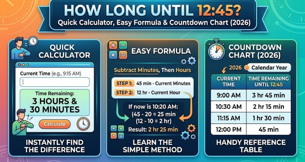 How Long Until 12:45? Quick Calculator, Easy Formula & Countdown Chart (2026)