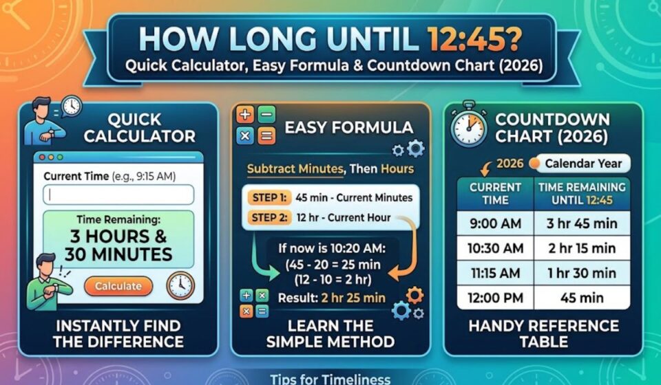 How Long Until 12:45? Quick Calculator, Easy Formula & Countdown Chart (2026)